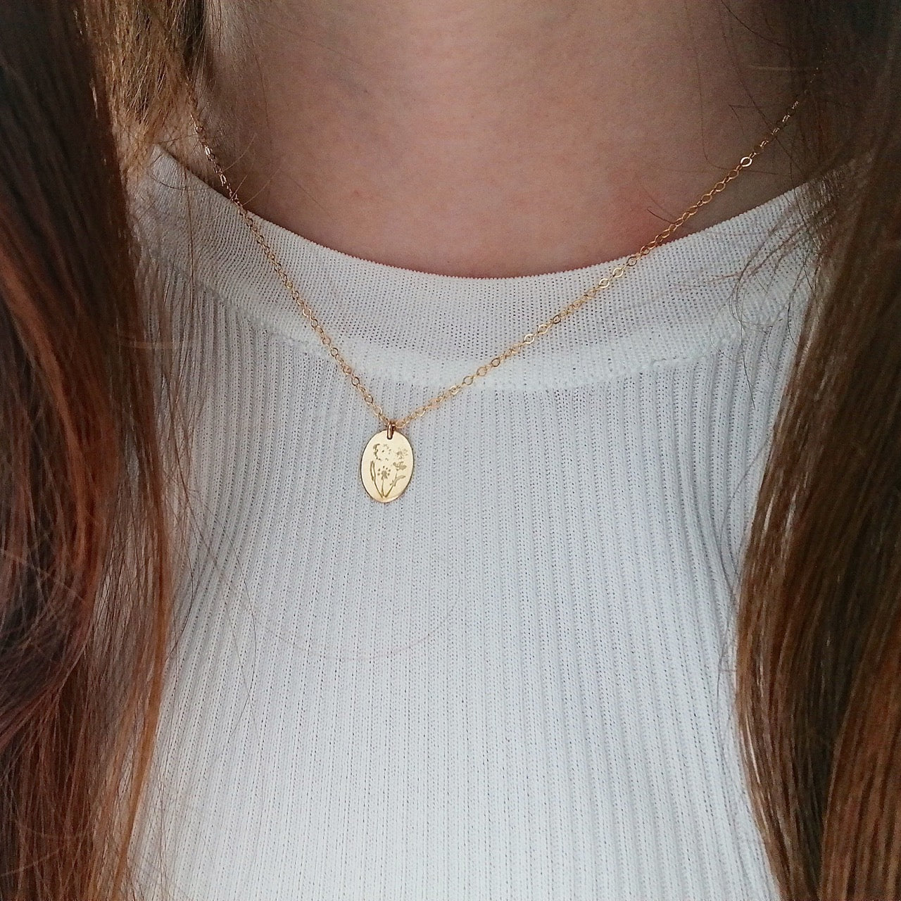 gold wildflower pendant necklace