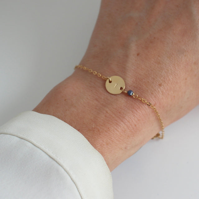 Gold Birthstone bracelet - September - Sapphire