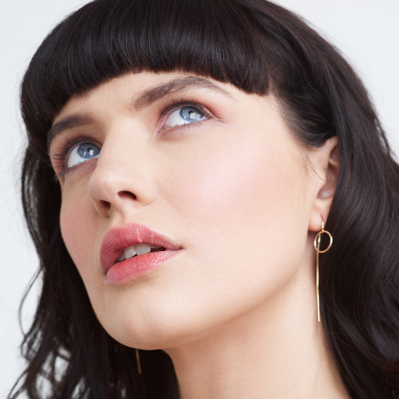 Gold Open Circle chain earrings