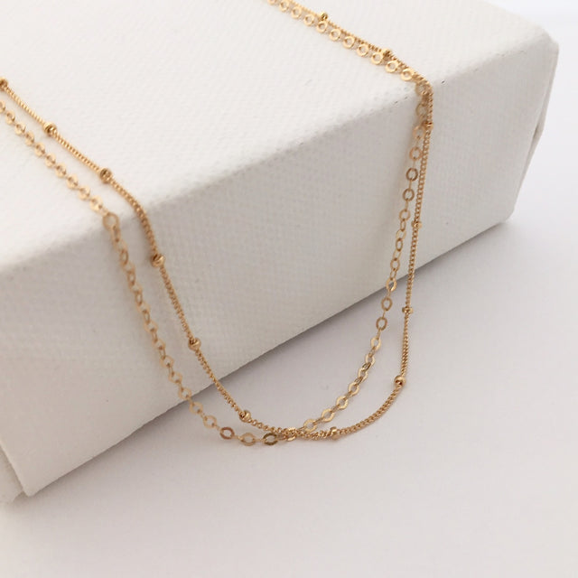 Gold Double Layer chain necklace
