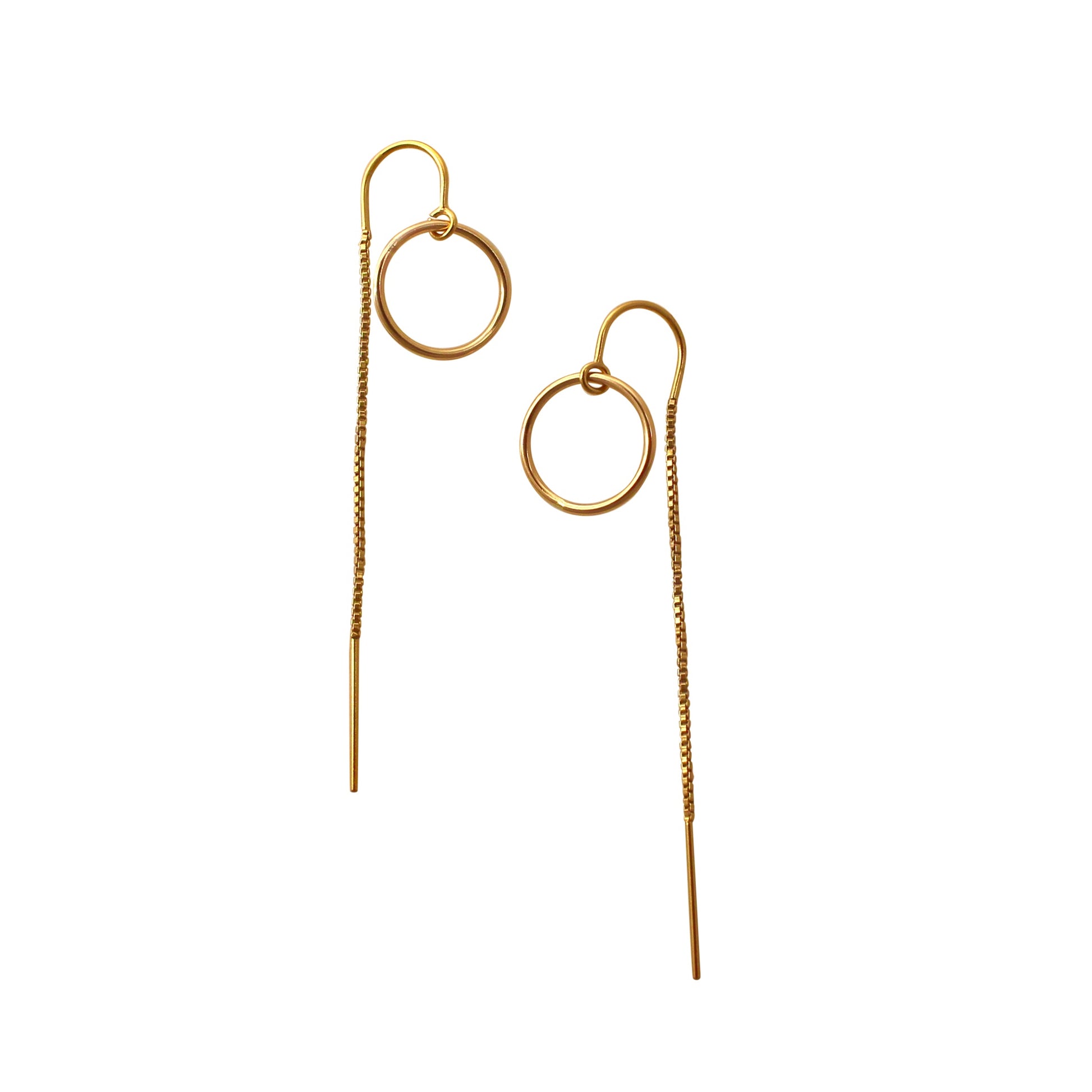 Gold Open Circle chain earrings