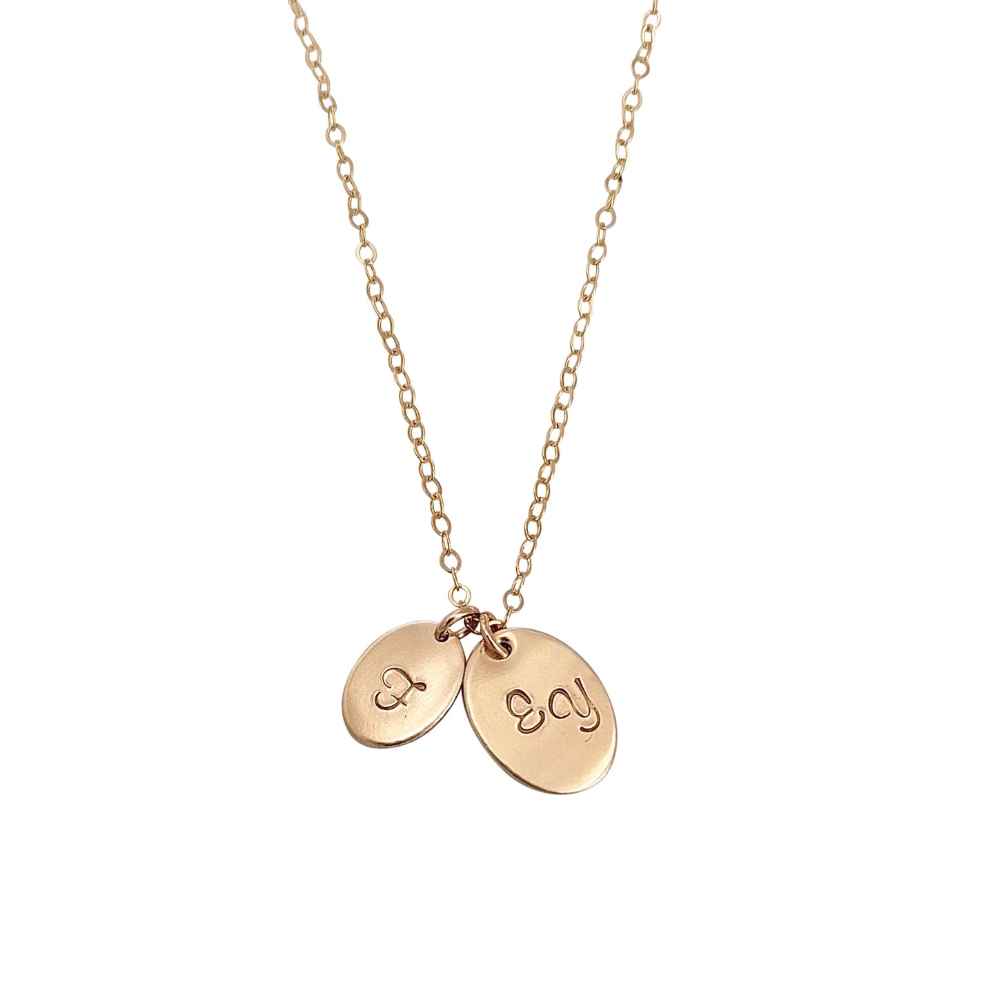 Double Disc Personalised Gold Oval necklace – A Box For My Treasure