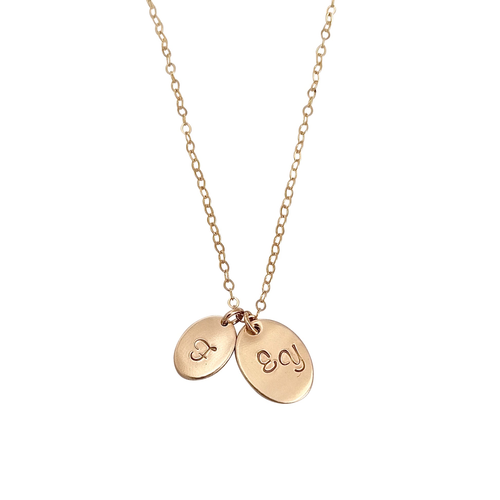 Double Disc Gold Oval Personalised necklace