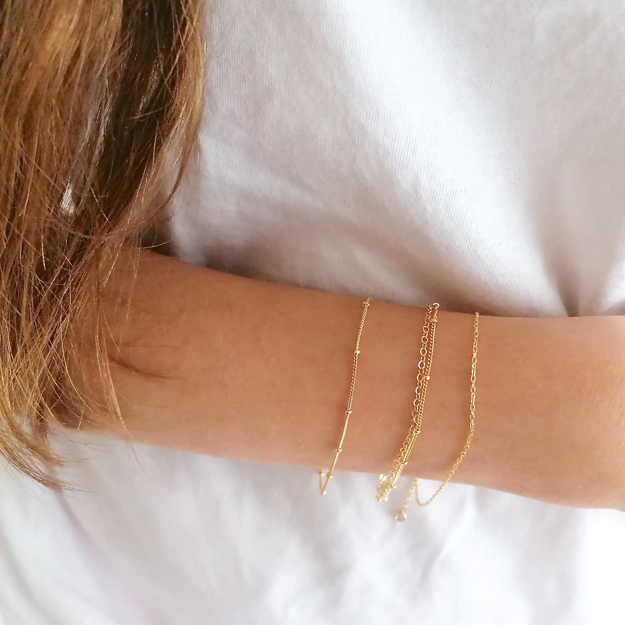Gold satellite chain bracelet