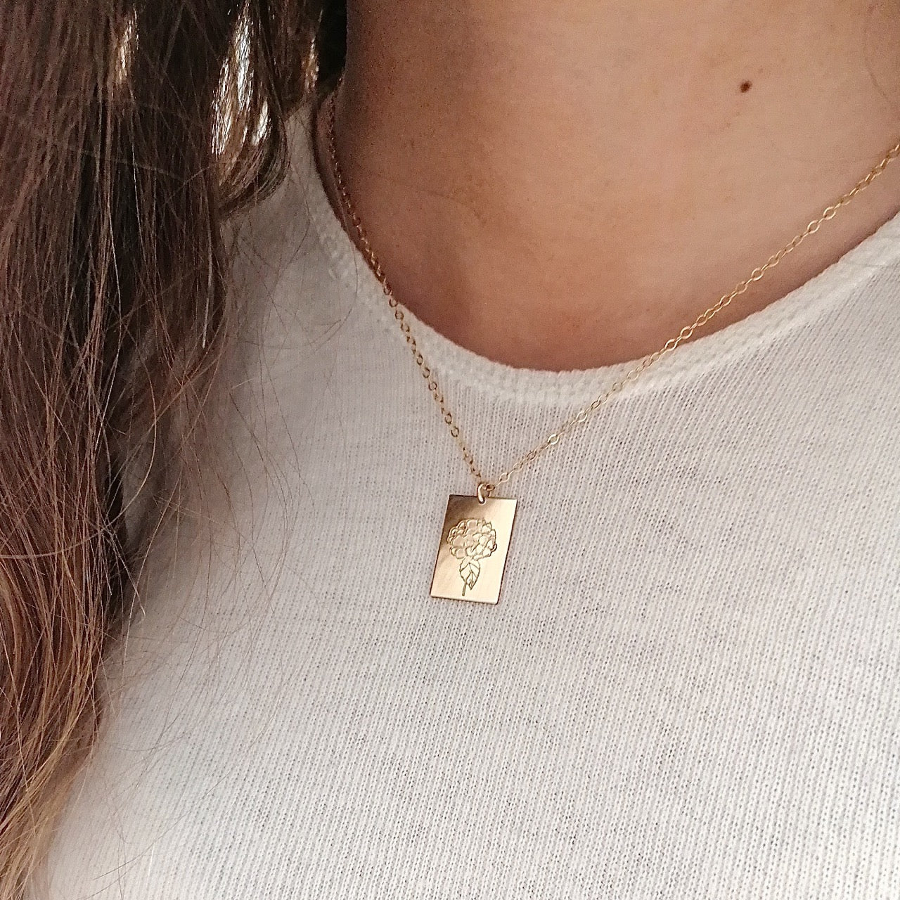 Gold hydrangea necklace