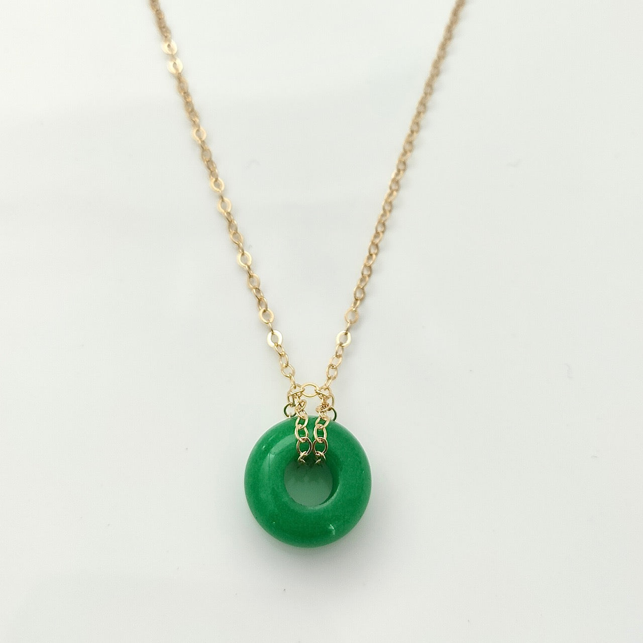 Green Jade donut gemstone necklace
