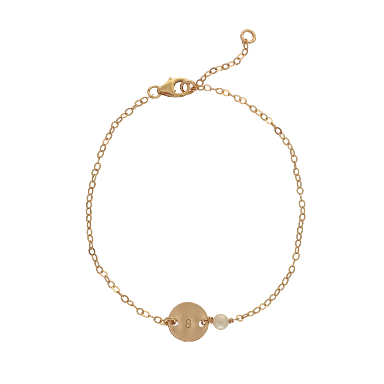 Gold Birthstone bracelet - June - Pearl