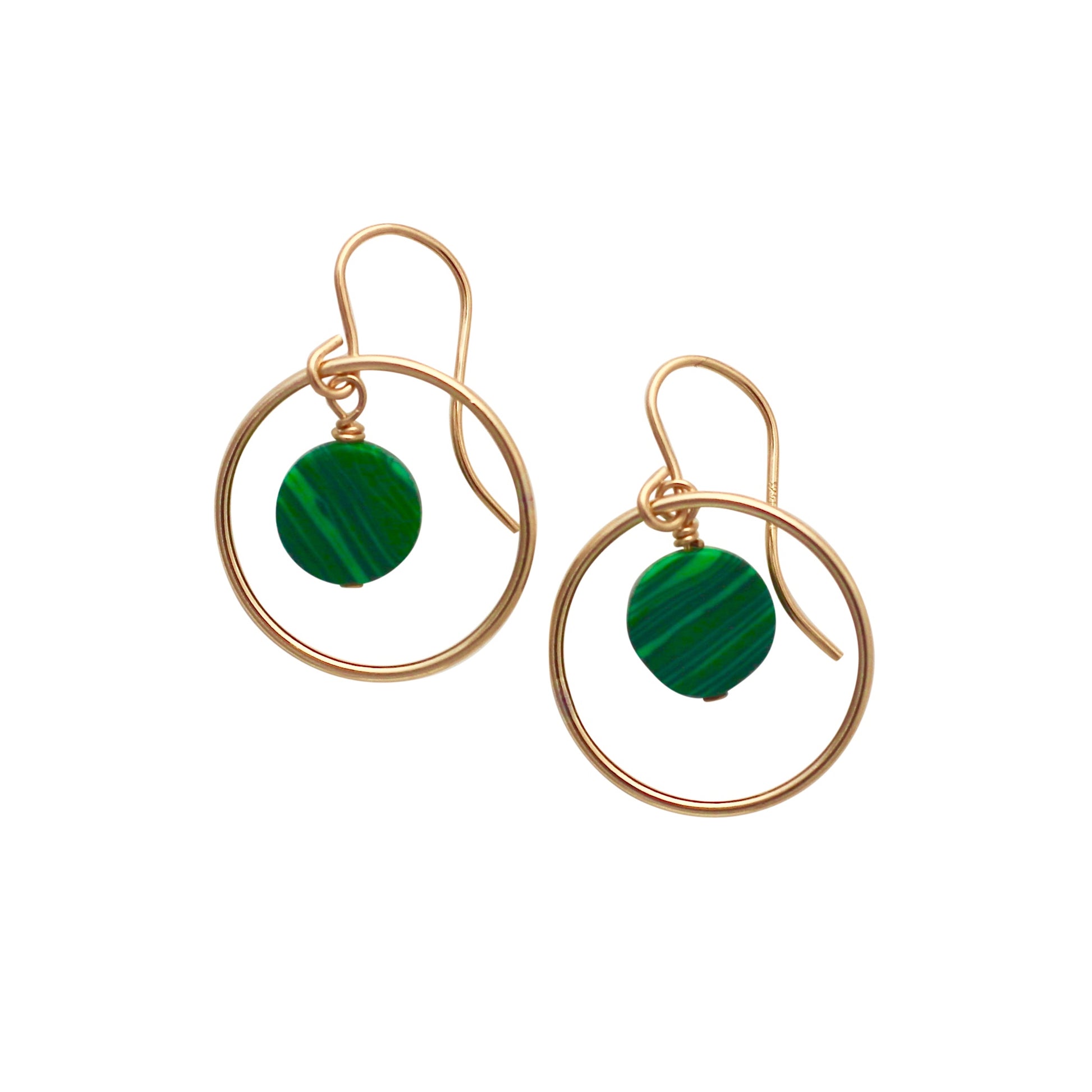 Malachite Gold Circle earrings