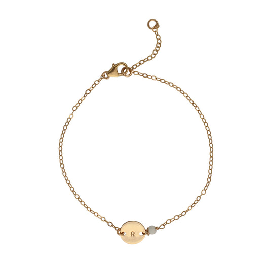 Gold Birthstone bracelet - March - aquamarine
