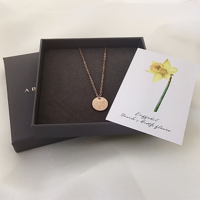 March Birth Flower necklace - Daffodil