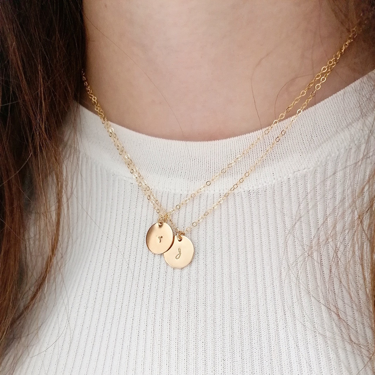 personalised gold disc necklace