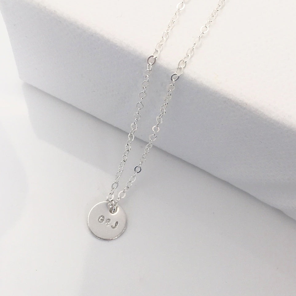 Mini Personalised Silver Disc necklace 2