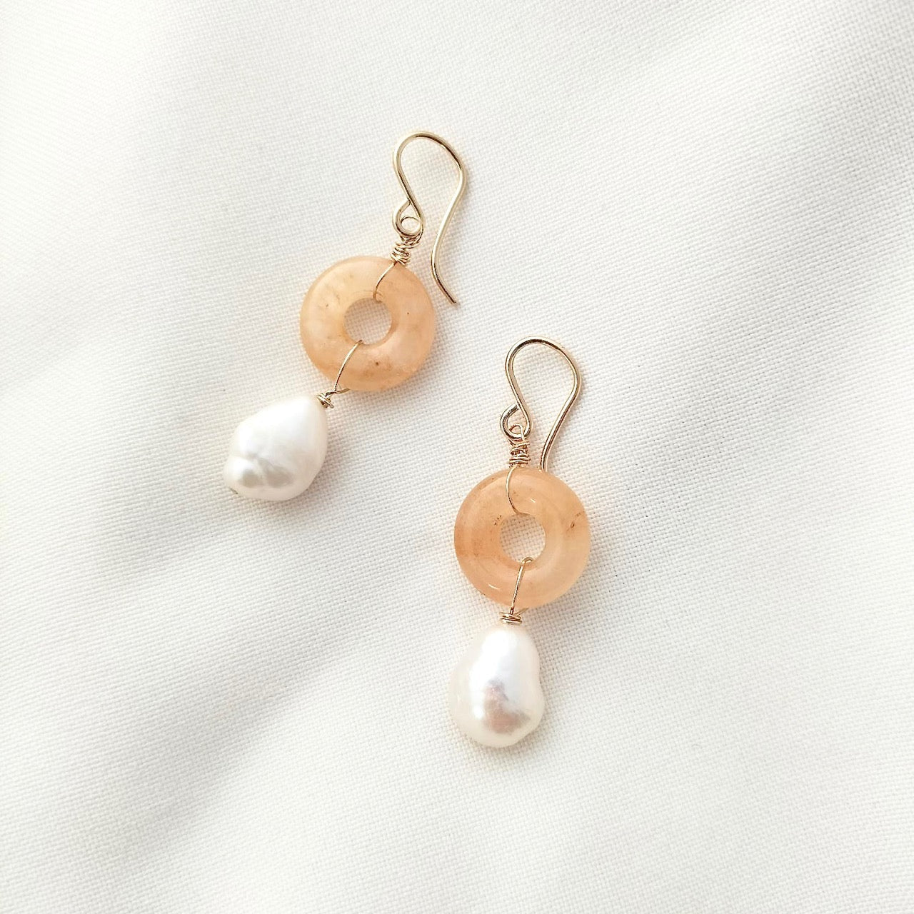 Orange Aventurine Pearl earrings