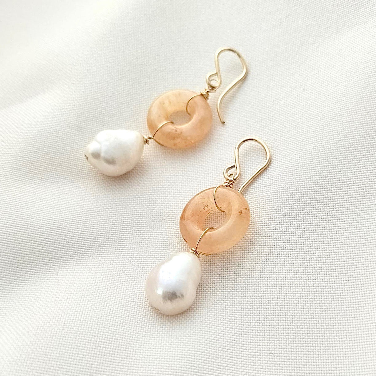 Orange Aventurine Pearl earrings