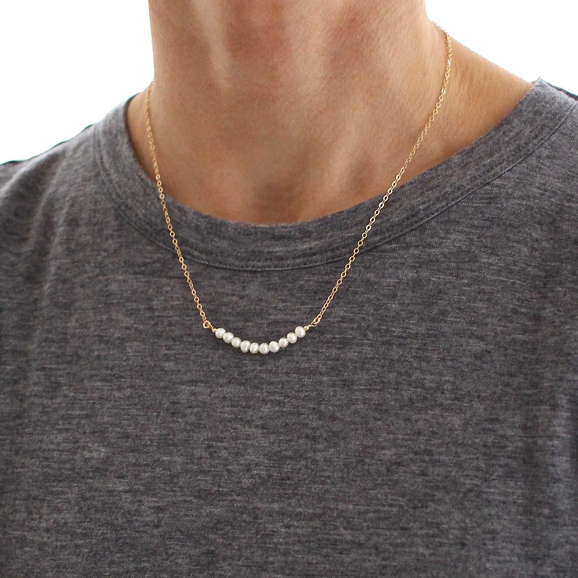 Freshwater Pearl Skinny Bead Bar necklace