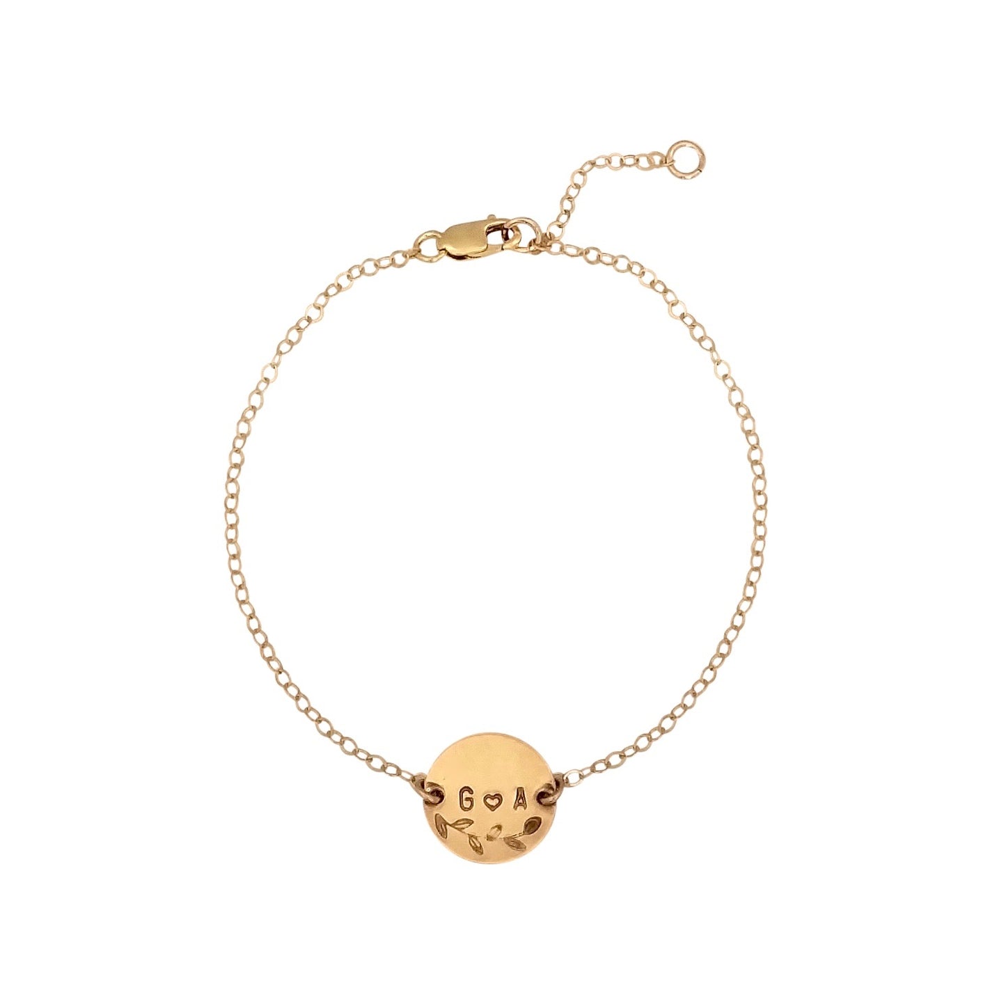 Personalised gold botanical design bracelet