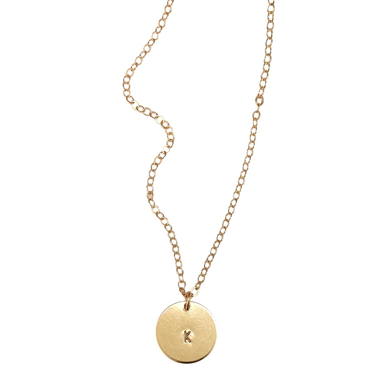 Personalised gold disc necklace
