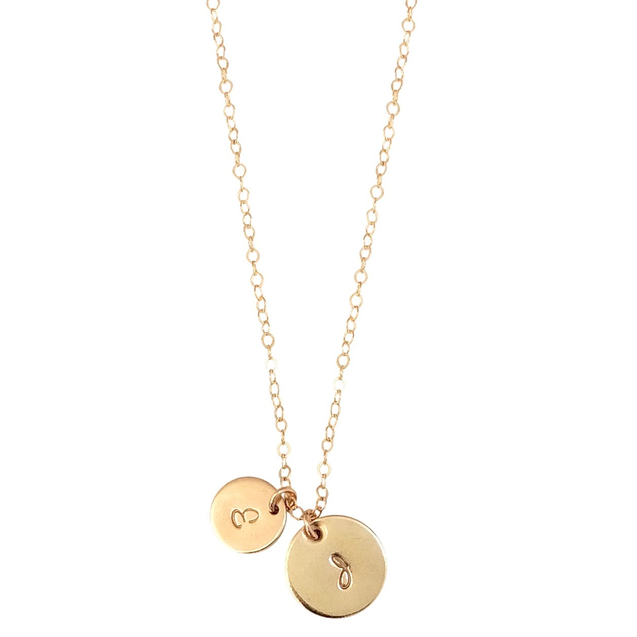 Personalised gold double disc necklace