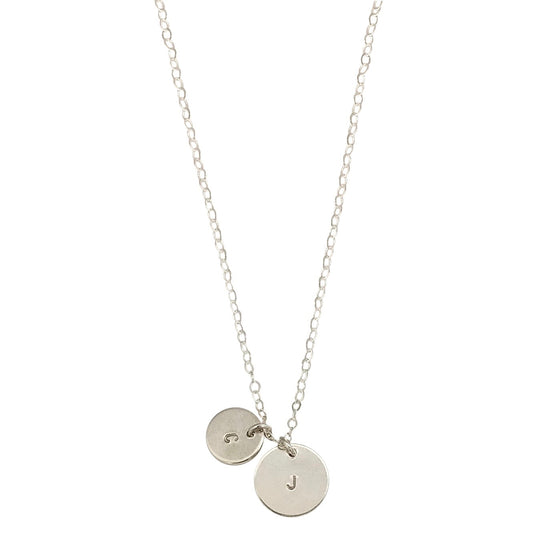 Personalised silver double disc necklace