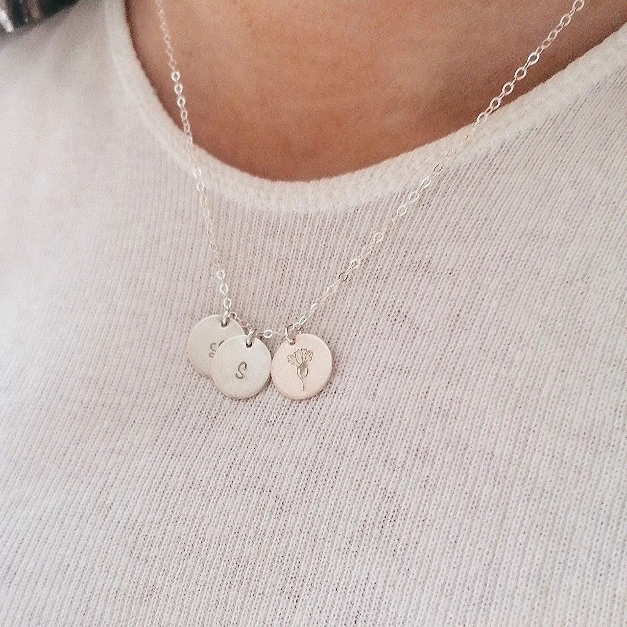 personalised silver necklace with 3 discs