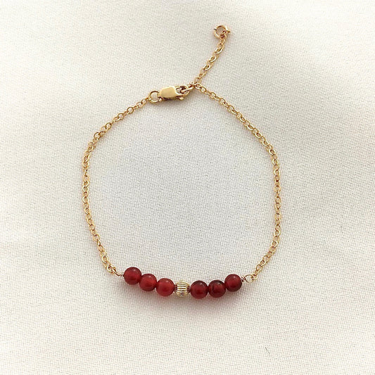Red carnelian beaded bracelet