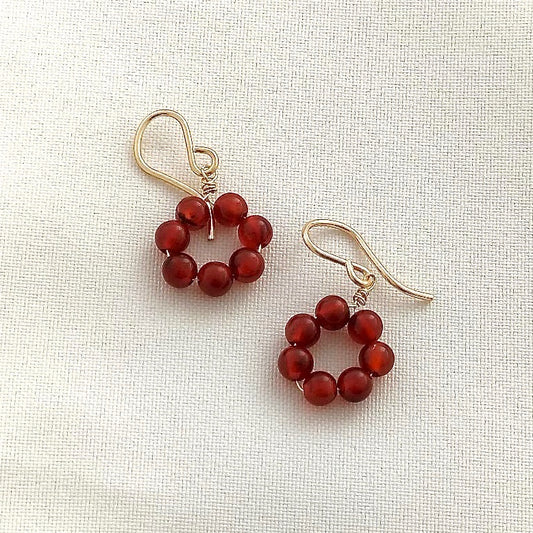 red carnelian beaded earrings