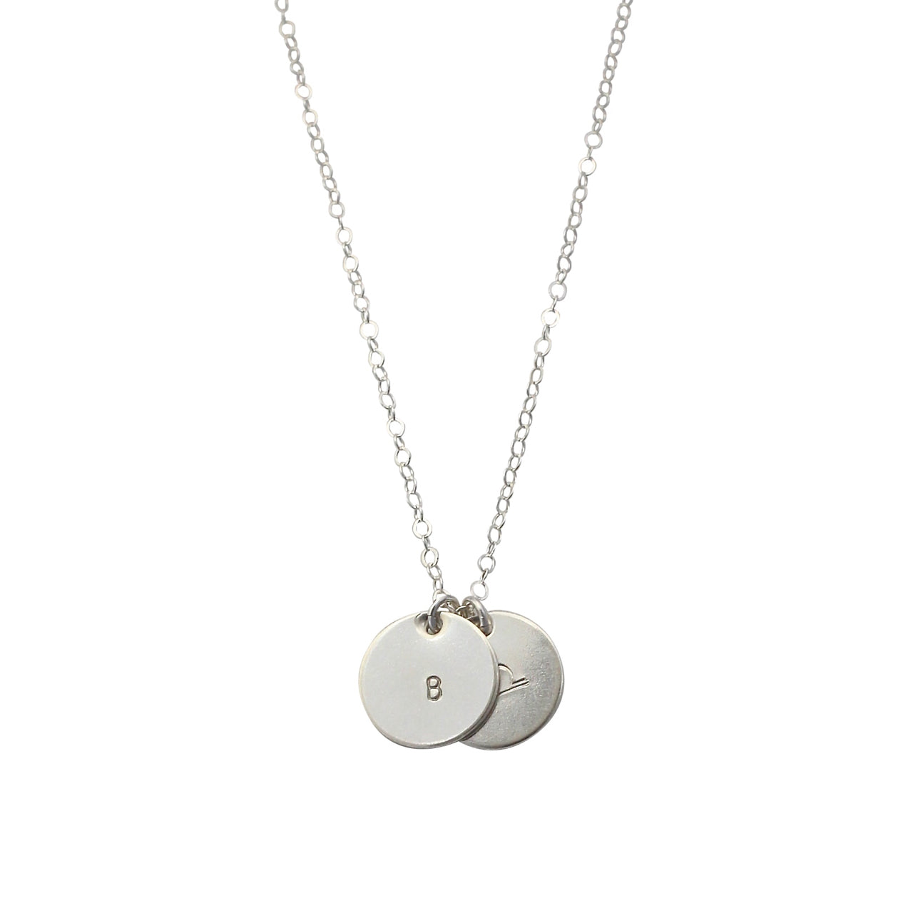 Silver Initial This necklace with two discs