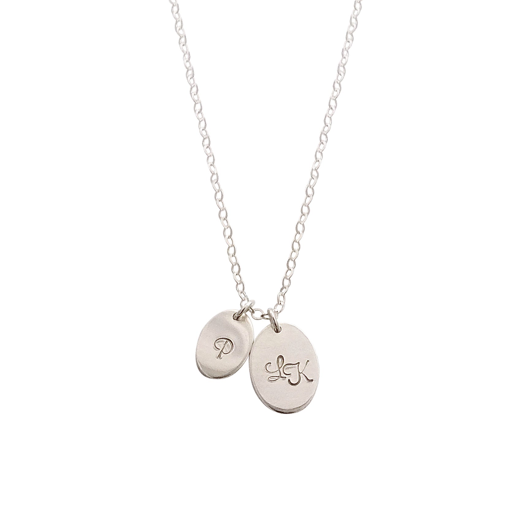 Double Disc Silver Oval Personalised necklace