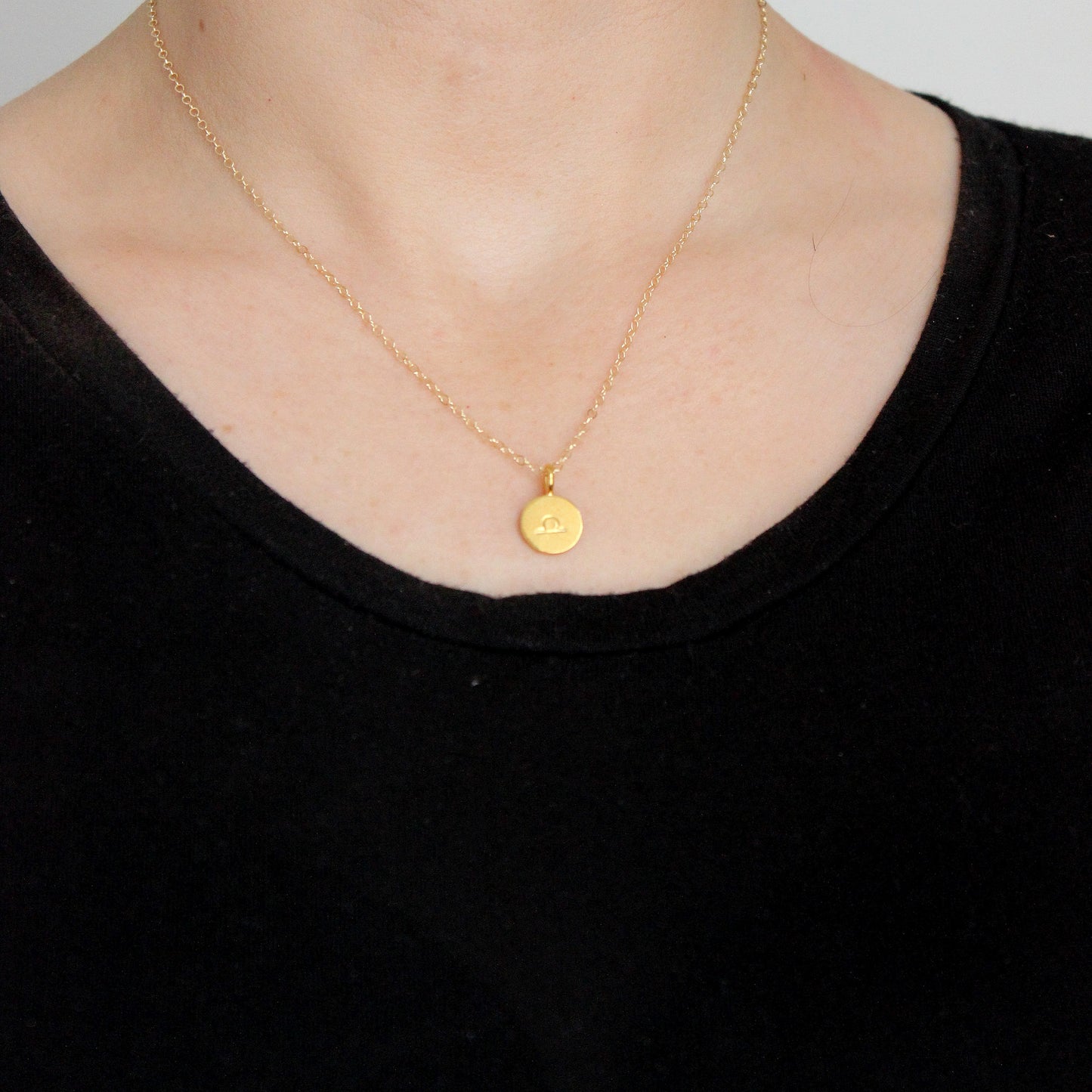Gold Zodiac Sign necklace - on model