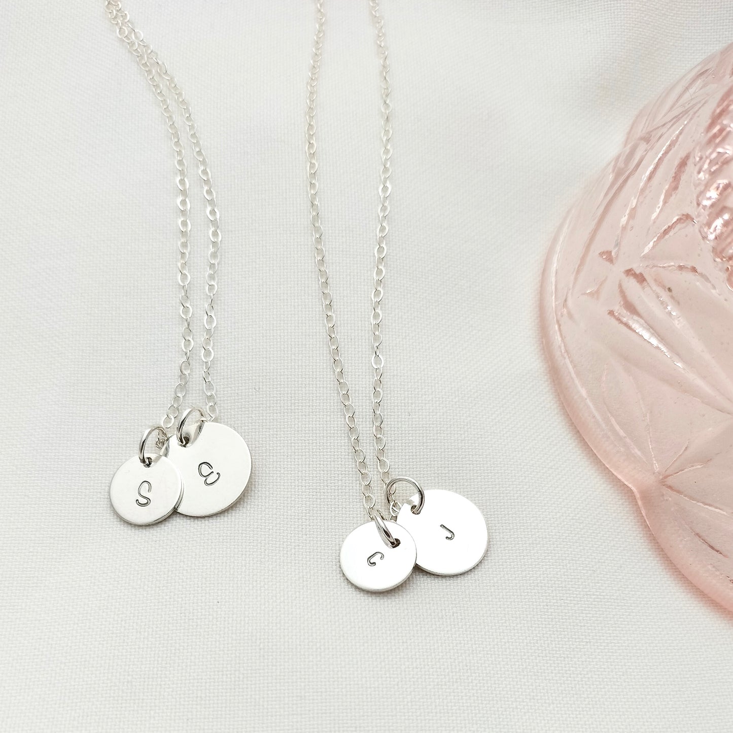 Double Disc Initial This necklace - silver