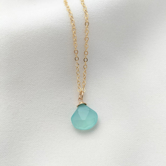 Aqua chalcedony necklace