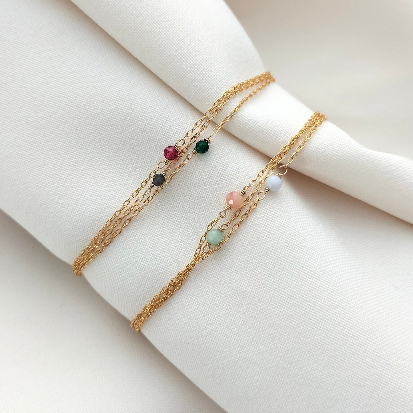 Triple strand gemstone bracelet